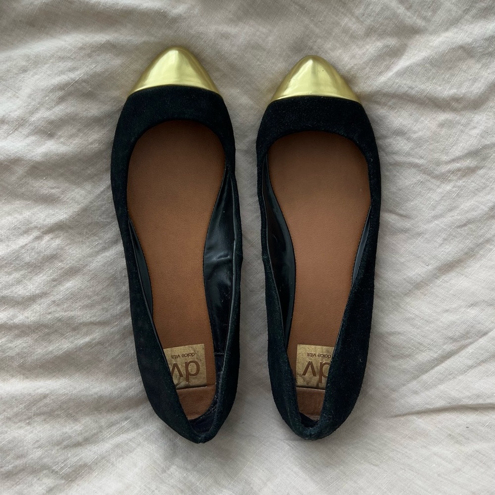 DV Dolce Vita black gold-toe flats